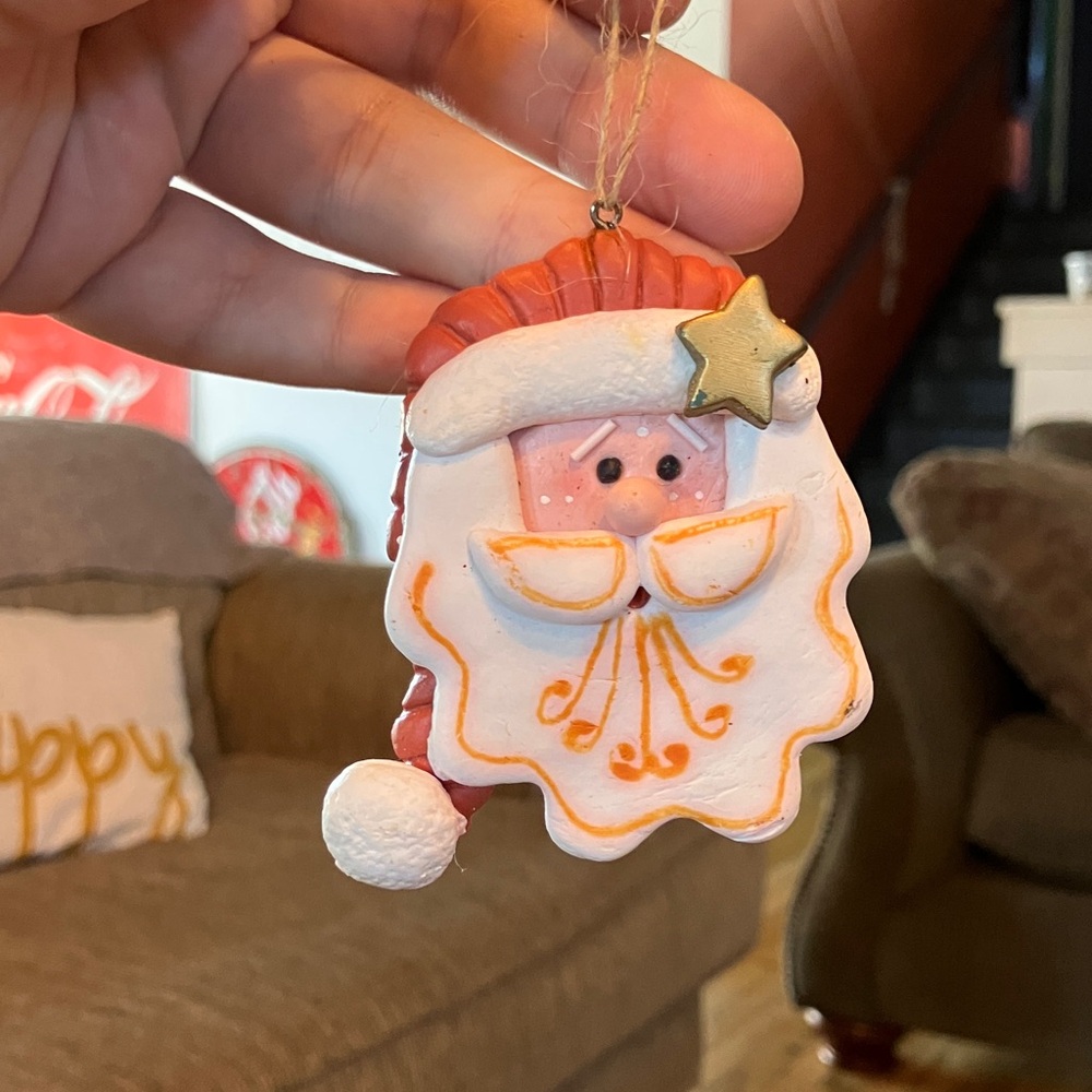 Handmade Antique Santa Claus Ornament with Star